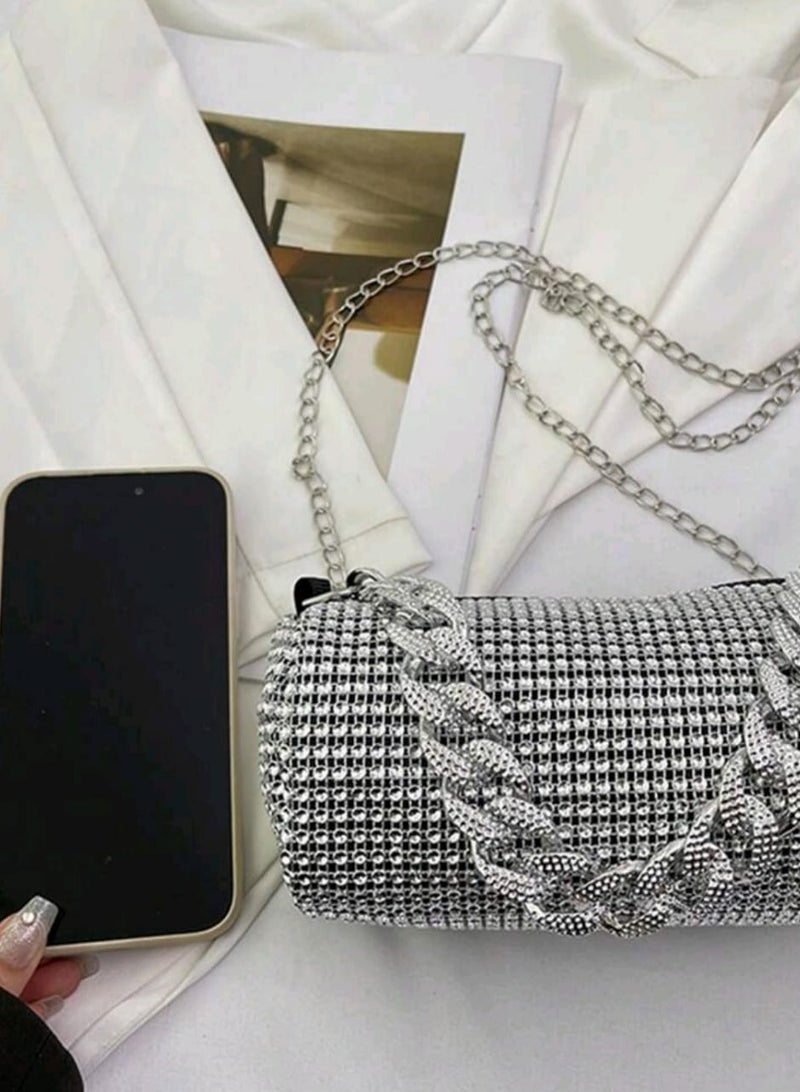 Shein Elegant All Over Rhinestone Decor Crossbody Bag, - Image 4