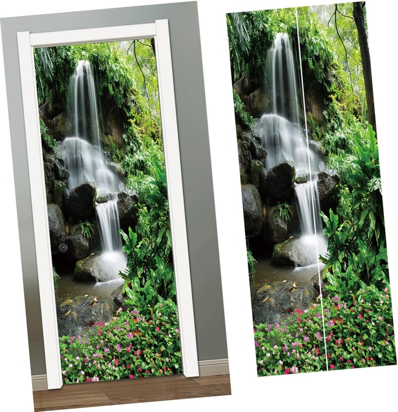klarako 1 Set/2 Sheets Door Tile Background Room Sticker Wallpaper Style Decal Bedroom D Decorative Waterfall Self Living/Wall Adhesive - Image 3