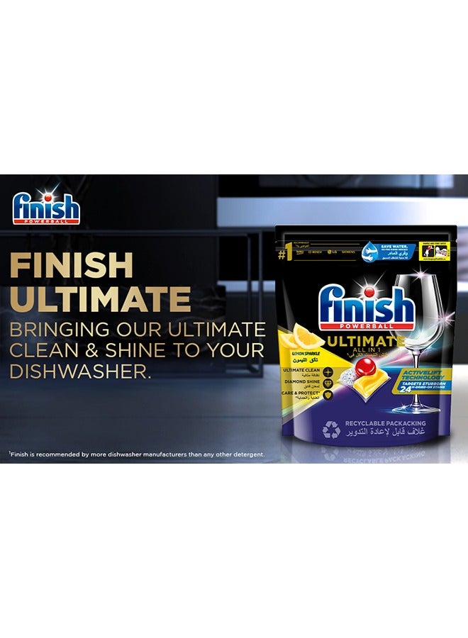 Finish Powerball Ultimate All in 1, Dishwasher Detergent Tablets for Ultimate Clean & Diamond Shine, Lemon Sparkle, 85 Tabs - Image 1