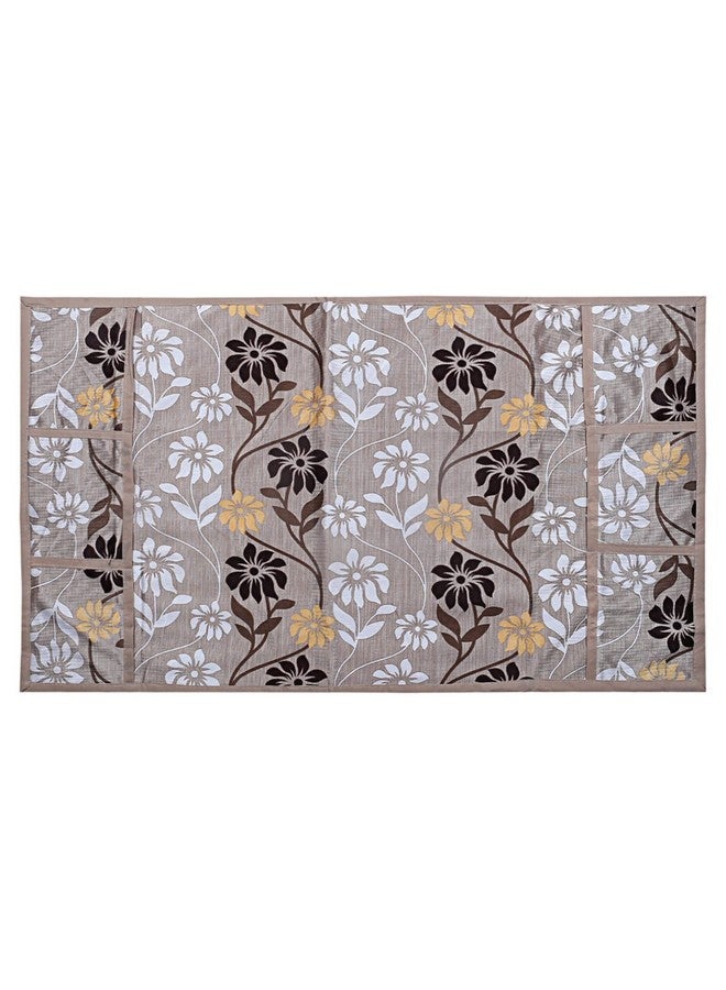 Kuber Industries Kuber Industries Floral Print Polyester Fridge Top Cover with 6 Utility Side Pockets (Light Brown)  - Image 2