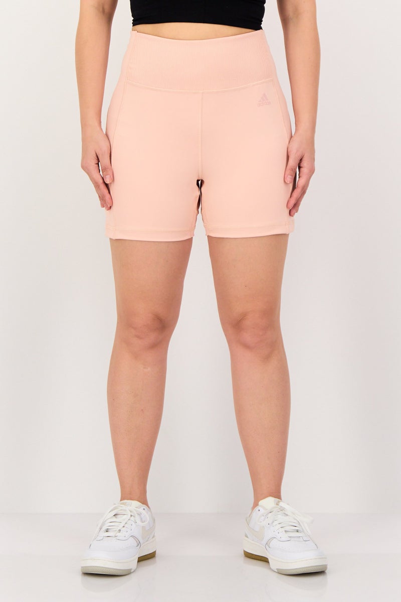 Adidas Women Tight Fit Training Shorts, Peach - Image 1