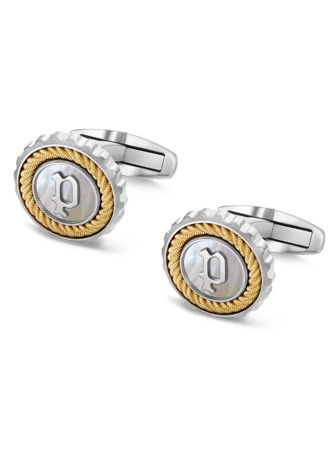 بوليس Cable Silver and Yellow Gold Plated Cufflinks For Men
