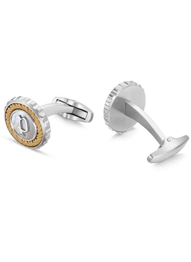 بوليس Cable Silver and Yellow Gold Plated Cufflinks For Men