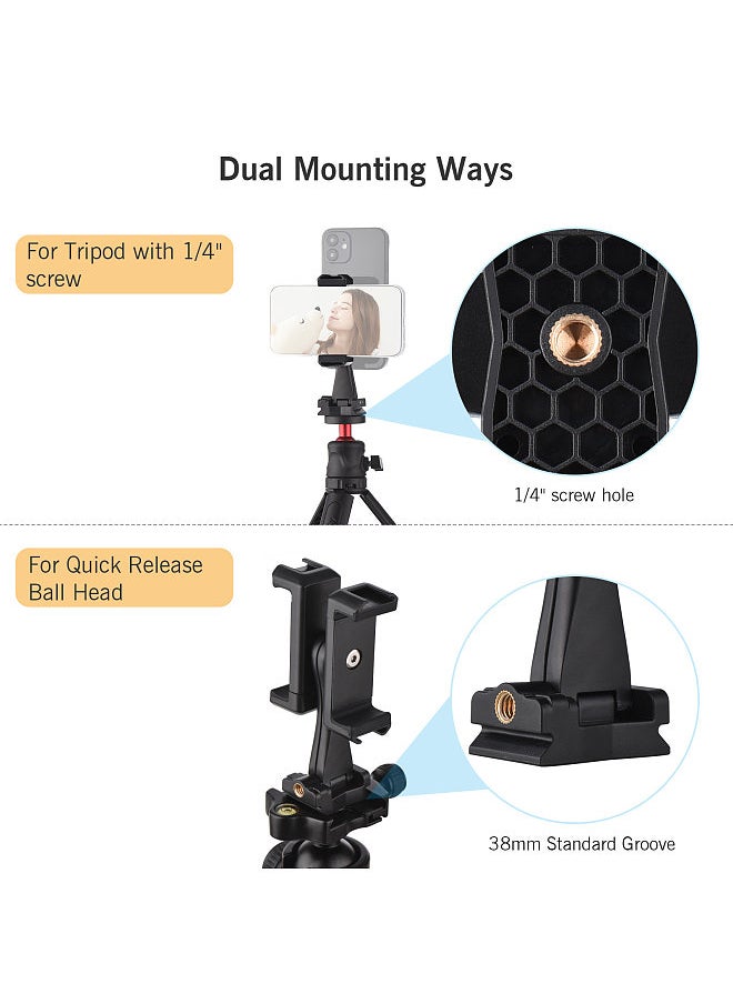 Multifunctional Smartphone Video Kit Including Universal Phone Tripod Mount with Dual Phone Holders 4 Cold Shoe Mounts + Desktop Tripod for Vlog Live Streaming Oline Video Teaching Meeting