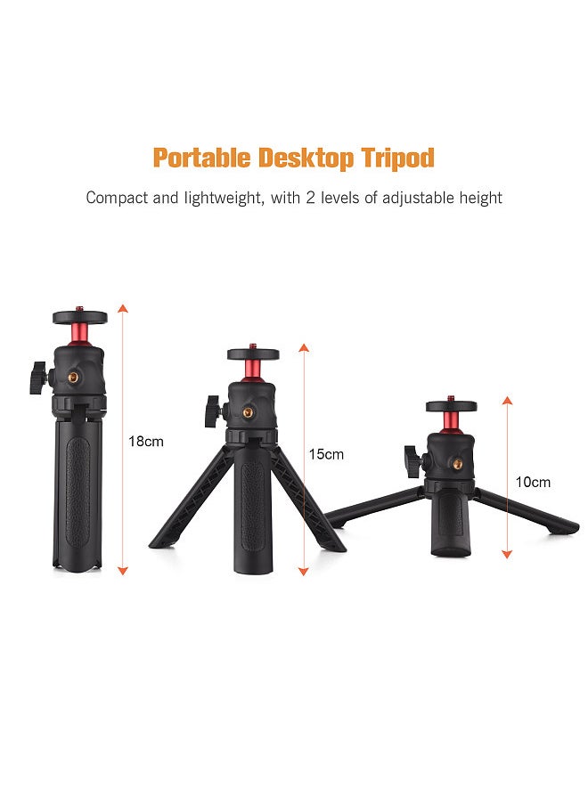 Multifunctional Smartphone Video Kit Including Universal Phone Tripod Mount with Dual Phone Holders 4 Cold Shoe Mounts + Desktop Tripod for Vlog Live Streaming Oline Video Teaching Meeting