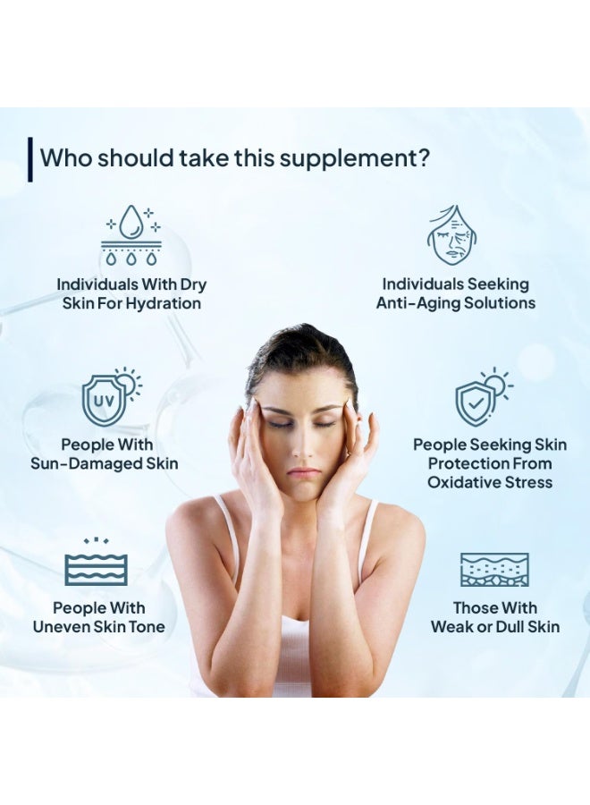 Miduty Pigment Clear+ | Oral Sunscreen - Skin Support Supplement with Longevity Vitamins, Mineral Complex & Hyaluronic Acid – Reduces Pigmentation & Uneven Skin Tone– 60 Capsules - Image 2