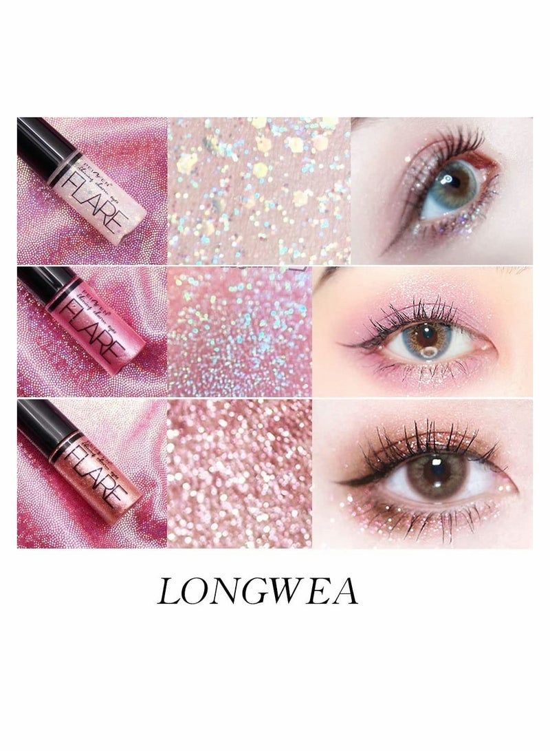 Generic Waterproof Colorful Liquid Glitter Eyeshadow & Eyeliner Set - 10Pcs Long-Lasting Sparkle Makeup for Stunning Eyes  - Image 3