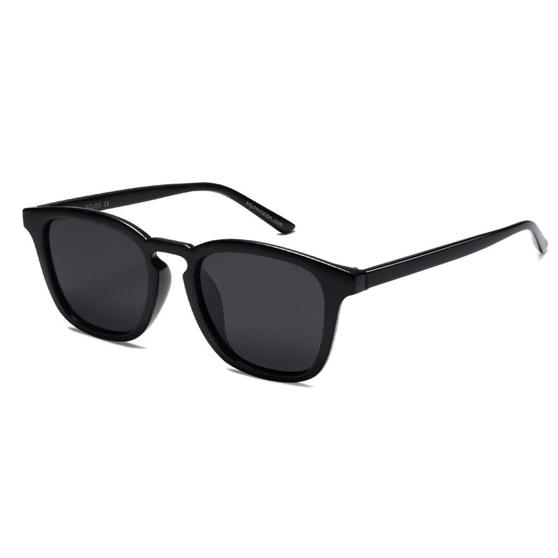 SOJOS Polarized Sunglasses for Women Men Classic Vintage Style Shades SJ2155, Clear/Brown - Image 1