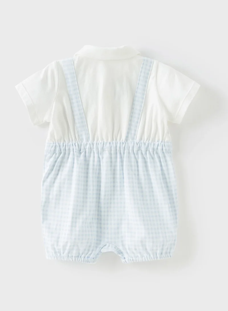 Dave & Bella Boys Cotton Gingham Romper with Bow Tie