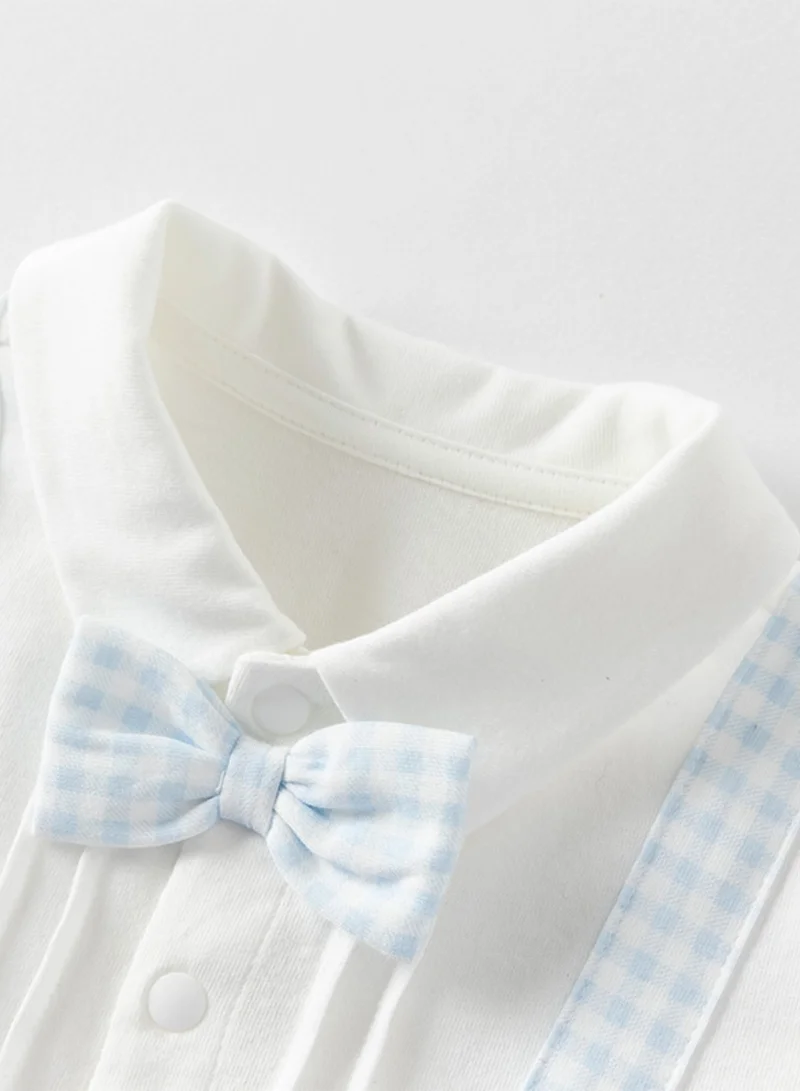 Dave & Bella Boys Cotton Gingham Romper with Bow Tie