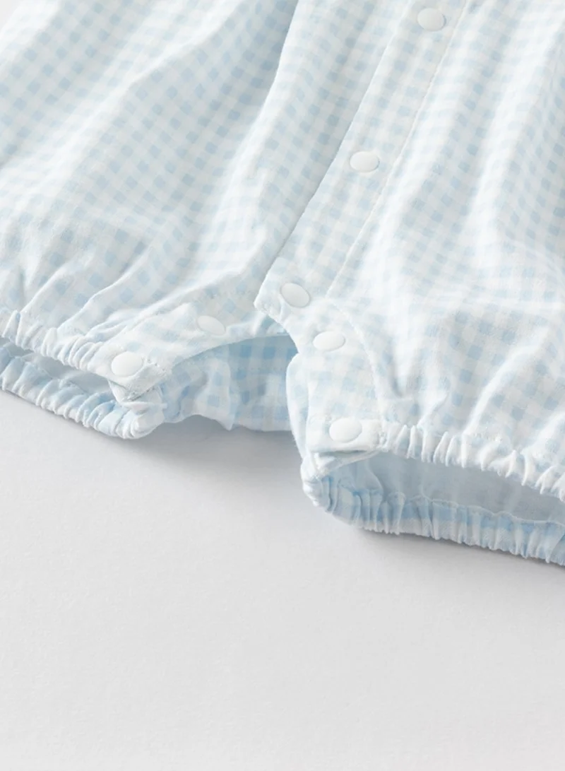 Dave & Bella Boys Cotton Gingham Romper with Bow Tie