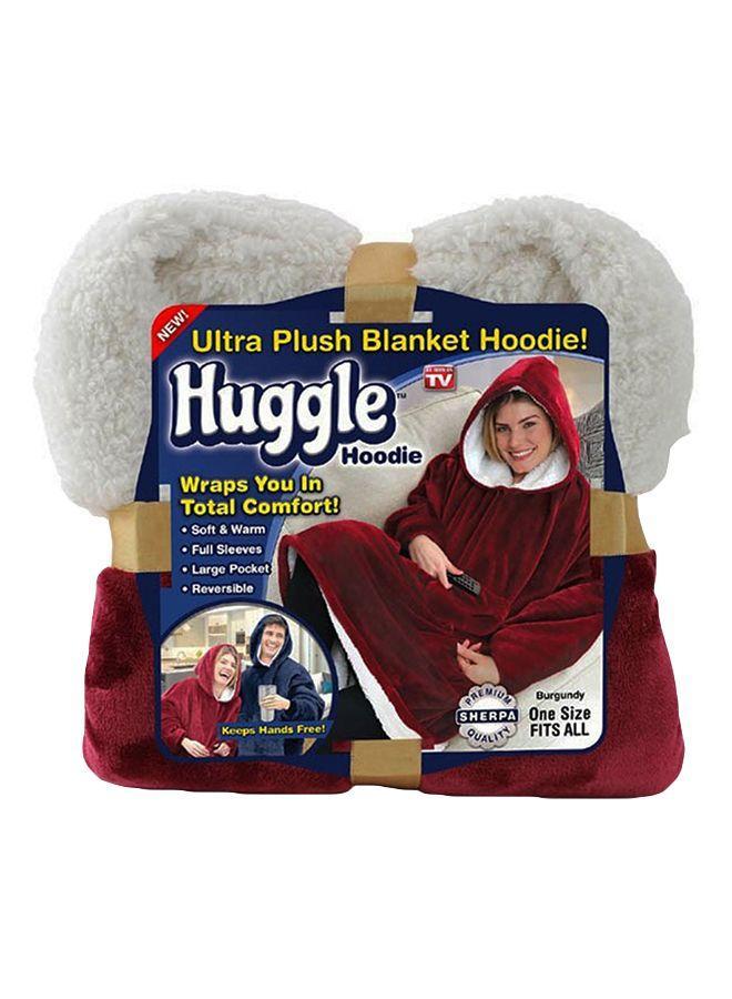 Huggle Hoodie Ultra Plush Blanket Fabric Red/White One Size centimeter  - Image 1