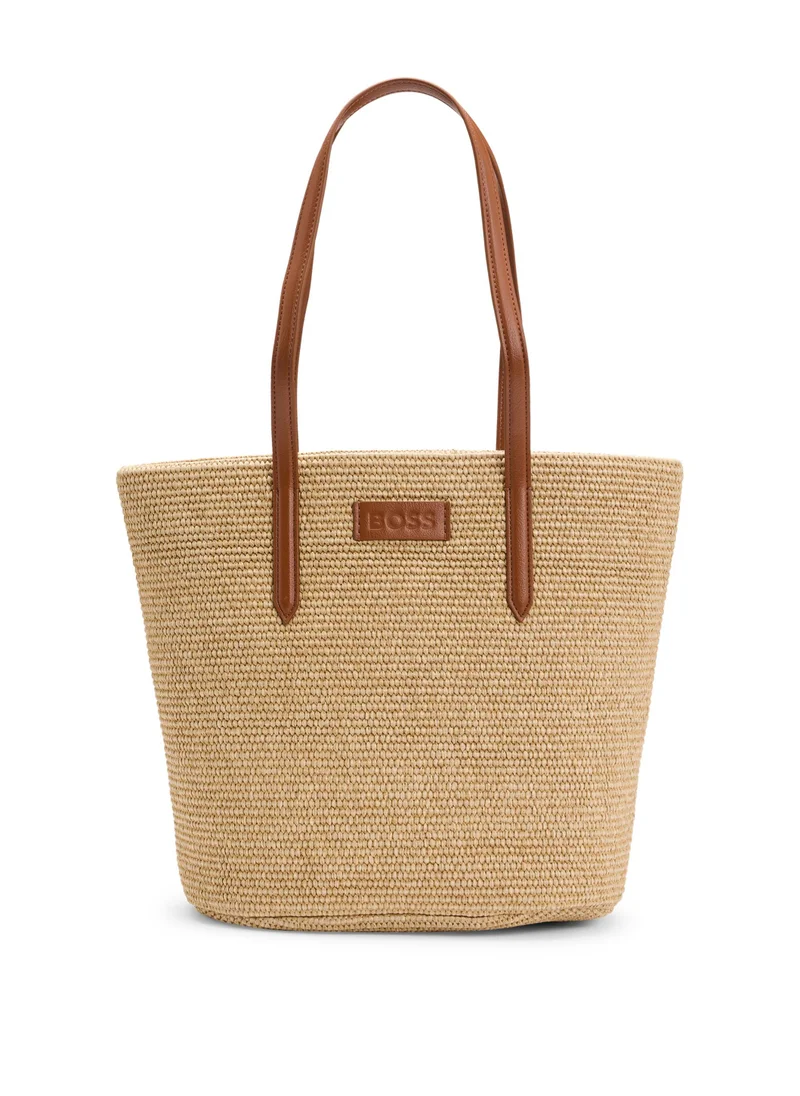BOSS Raffia tote bag with detachable pouch