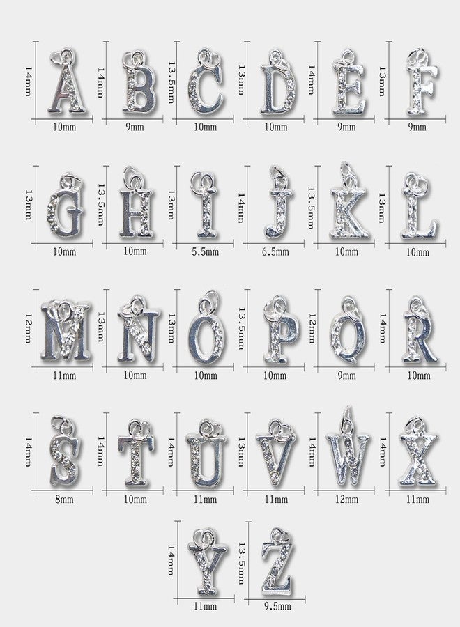 Vezocim زينة أظافر حروف فضية، 26 حرف من A-Z، لؤلؤة أظافر رينستون، تصميم لامع من سبائك الألمنيوم، مستلزمات أظافر ماسية معدنية لتزيين المانيكير للنساء، حرف يدوية لصنع المجوهرات - Image 2
