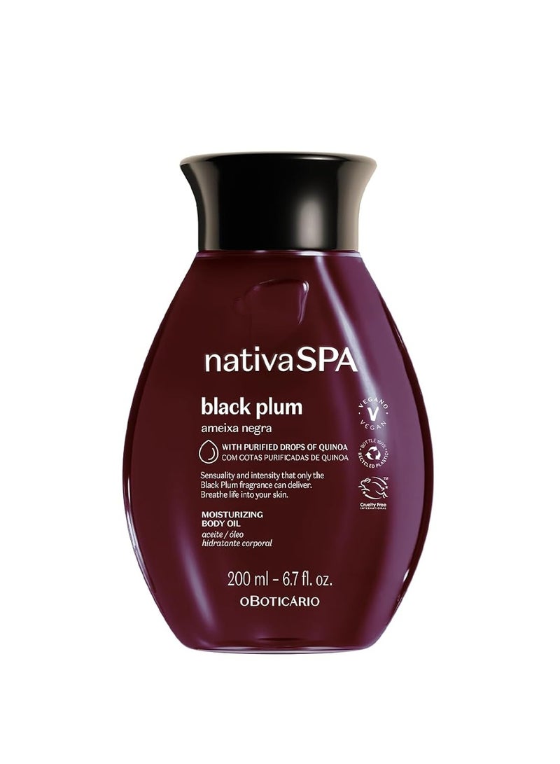 Nativa Spa ناتيفا سبا من أو بوتيكاريو، زيت الجسم بالبرقوق الأسود، مرطب معطر، غني بقطرات الكينوا المنقاة لتعزيز الترطيب، 6.8 أونصة - Image 1