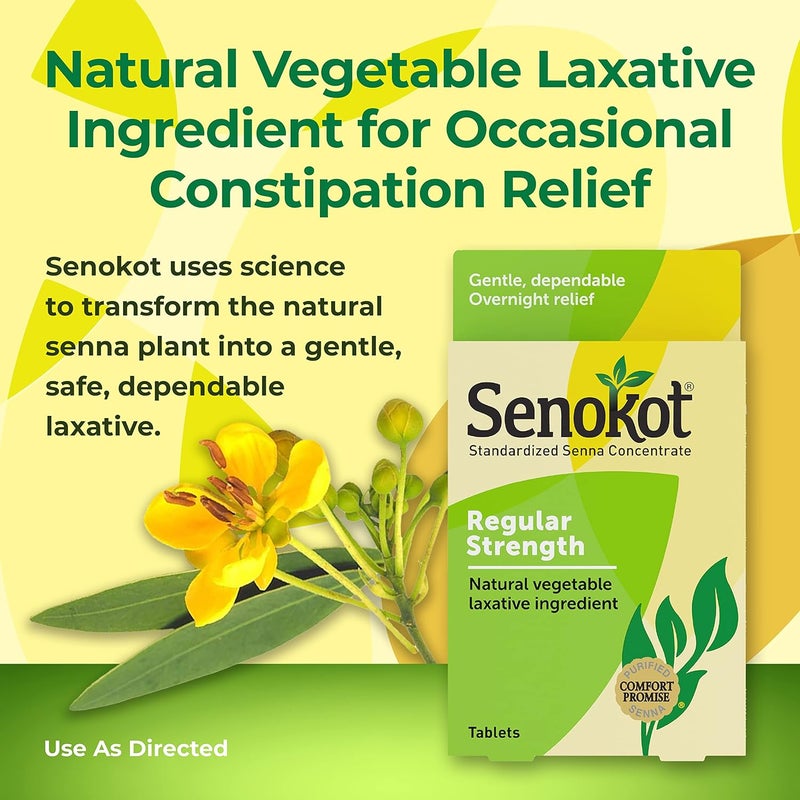 Colace Regular Strength Stool Softener 100 mg Capsules 100 Count Docusate Sodium StimulantFree for Gentle  Senokot Natural Vegetable Laxative Tablets with Senna Concentrate  100 ea - Image 5