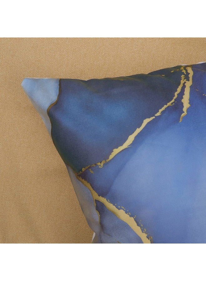 Bonhause Blue Marble Cushion Covers 45 x 45 cm Abstract Marble Blue and Gold Modern Decorative Throw Pillow Covers Pillowcases for Sofa Patio Home Decor Set of 4 - Image 4