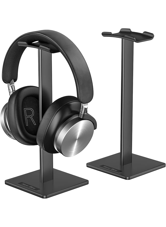 Mumoo Bear Headphone Stand Headset Holder Earphone Stand With Aluminum Supporting Bar Flexible Headrest Abs Solid Base For All Headphones Size Black - Image 1