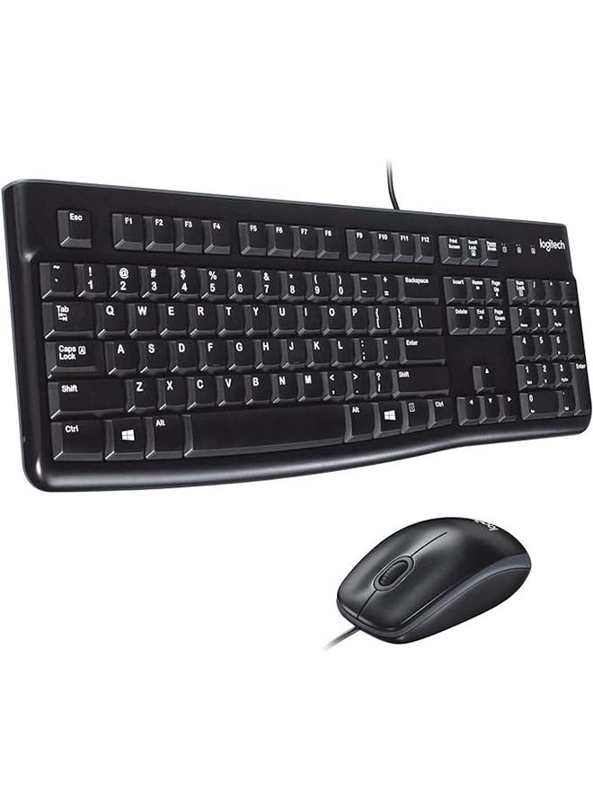 Logitech MK120 Wired Keyboard and Mouse for Windows, Optical Wired Mouse, USB Plug and Play, Full Size, PC/Laptop, English/Arabic Layout Black, 920-002546 Black - Image 1