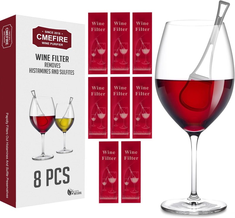 Cmefire Wine Wands Filter - Removes Sulfites & Histamines: May Reduce and Alleviate Wine Allergies & Sensitivities, Purifier to Restore Taste, 8Pack Wine Wand Filters for Wine Lover Accessories & Gifts - Image 1
