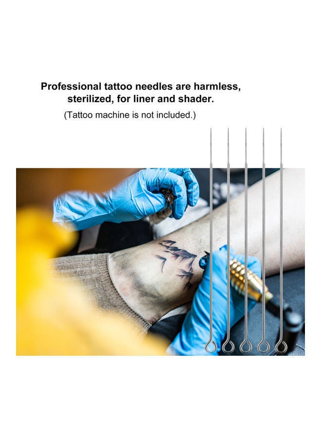 NIBEMINENT 50-Piece 9RS Disposable Sterilized Permanent Needles for Tattoo Machine Gun Silver - Image 5
