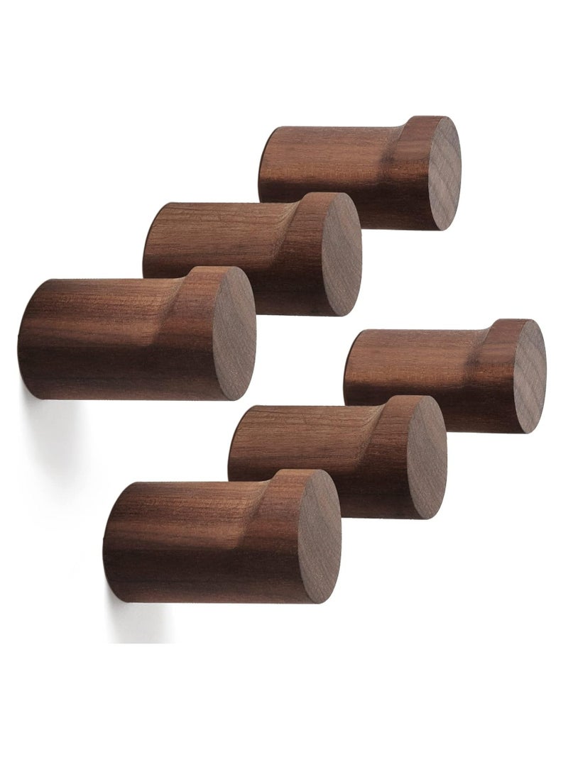 MIXDE 6 Pack Wooden Wall Hooks Wood Coat Hooks，Heavy Duty Hat Hanger Hooks for Hanging Towels, Clothes, Bags - Image 1