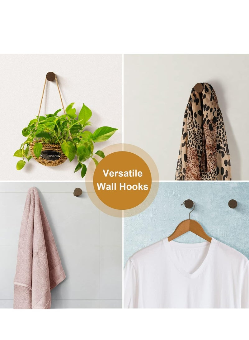 MIXDE 6 Pack Wooden Wall Hooks Wood Coat Hooks，Heavy Duty Hat Hanger Hooks for Hanging Towels, Clothes, Bags - Image 5