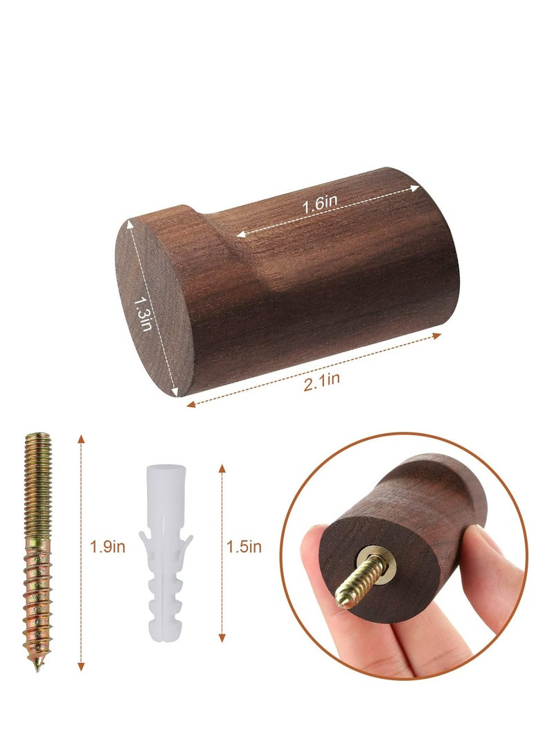 MIXDE 6 Pack Wooden Wall Hooks Wood Coat Hooks，Heavy Duty Hat Hanger Hooks for Hanging Towels, Clothes, Bags - Image 2