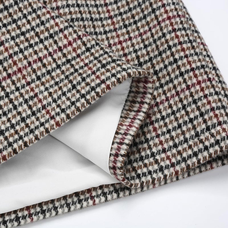 IDEALSANXUN Tweed Skirt for Women 2023 High Waisted Pencil Fall Winter Short Mini Plaid Skirts, Grid Multicolor, L - Image 4