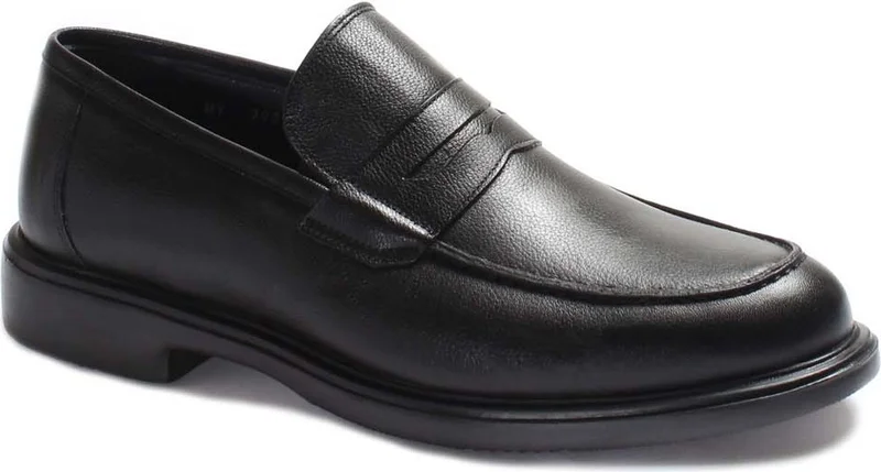 Fast Step Men's Genuine Leather Eva Sole Moccasin Shoes Laceless Classic Shoes Black 630ma308