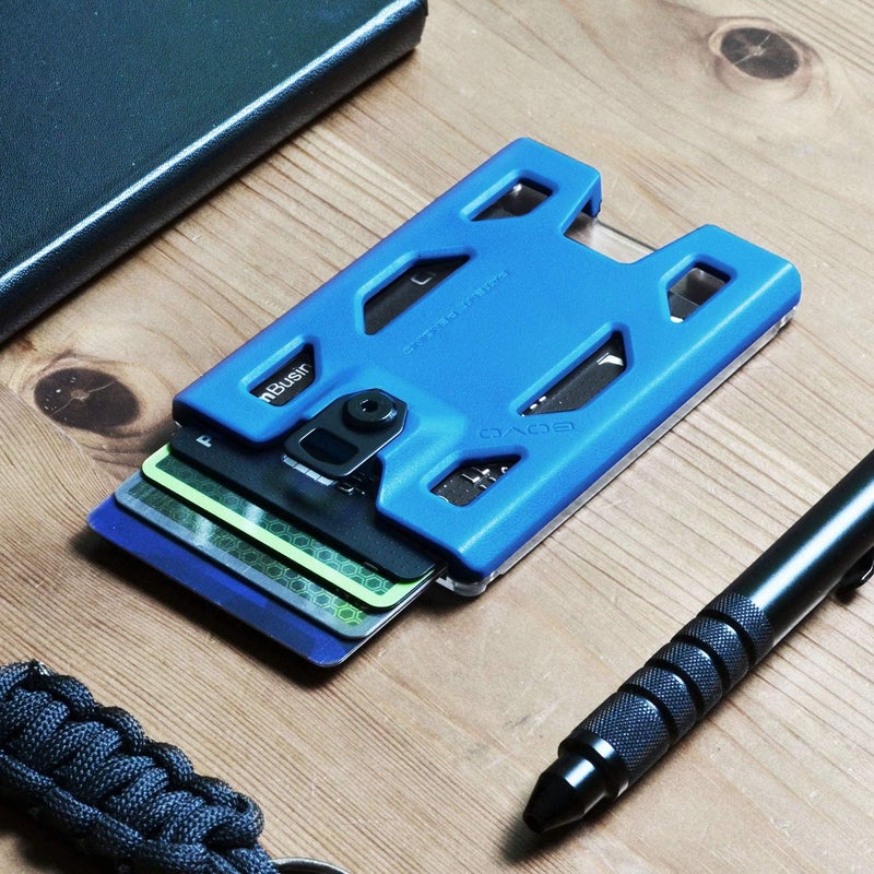 GOVO Badge Holder - Without Clip Version - Durable Polycarbonate ID Card Holder Holds 1 to 4 Cards (Black) (Blue) - Image 2
