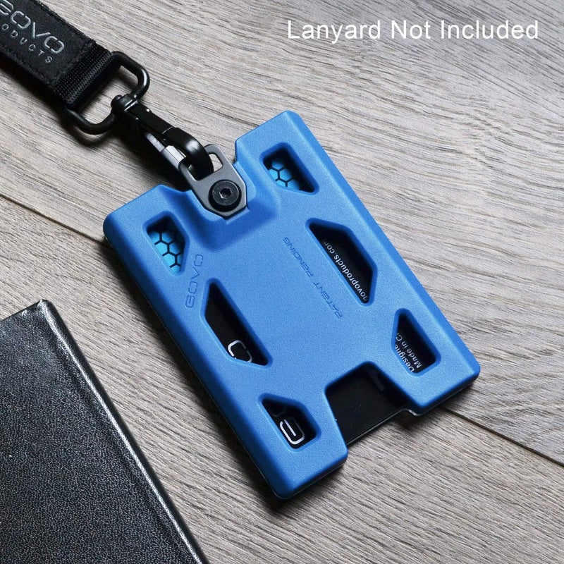 GOVO Badge Holder - Without Clip Version - Durable Polycarbonate ID Card Holder Holds 1 to 4 Cards (Black) (Blue) - Image 3