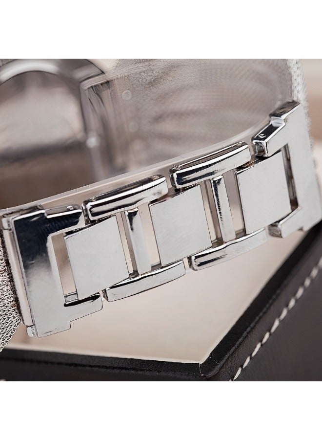 REOCLE Women's Diamond Watch Fashion exquisite watch Bangle Watch with Butterfly Mesh Stainless Steel Strap & Diamond-set Round Dial Dress Watch - Image 5