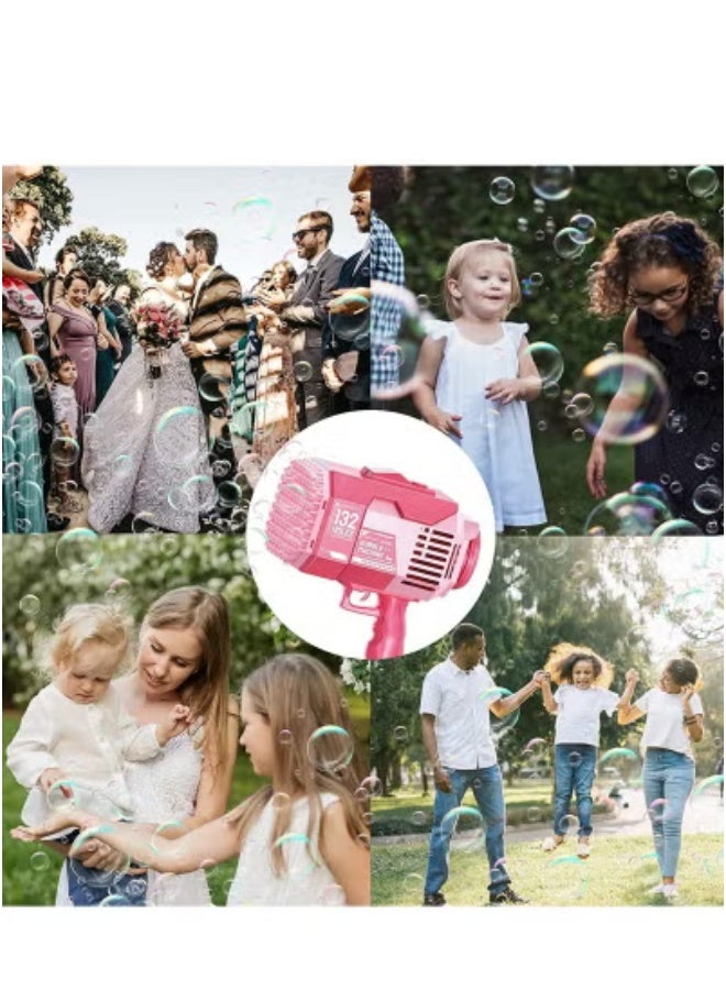 TIGER 132-Hole Gatling Bubble Gun with Colorful LED Lights – Electric Automatic Bubble Launcher with Bubble Liquid Included – High-Power Bubble Machine for Kids & Adults – Perfect for Garden Play, Birthday Parties, Weddings & Indoor/Outdoor Fun – Pink Bubble Blaster Toy - Image 5