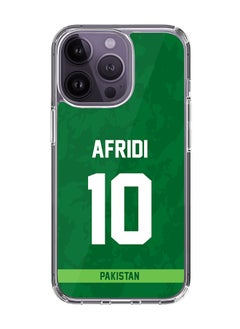Classic Clear Case for iPhone 14 Pro , Hybrid Soft Case Transparent Cover - Player Name - AFRIDI, Jersey Number- 10