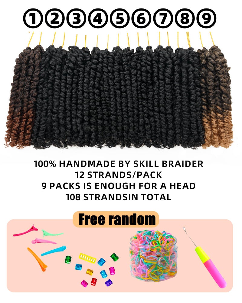 hahoness 6 Inches 9 Packs Passion Twist Crochet Hair-Mixed Color Combo Pack(7 packs 1B+1 pack T1B/27+1 pack T1B/30),Pre-twisted/ Looped Super Soft & Bouncy Synthetic Braided Hair Extensions For Black Women and Kids(1B+T27+T30) - Image 5