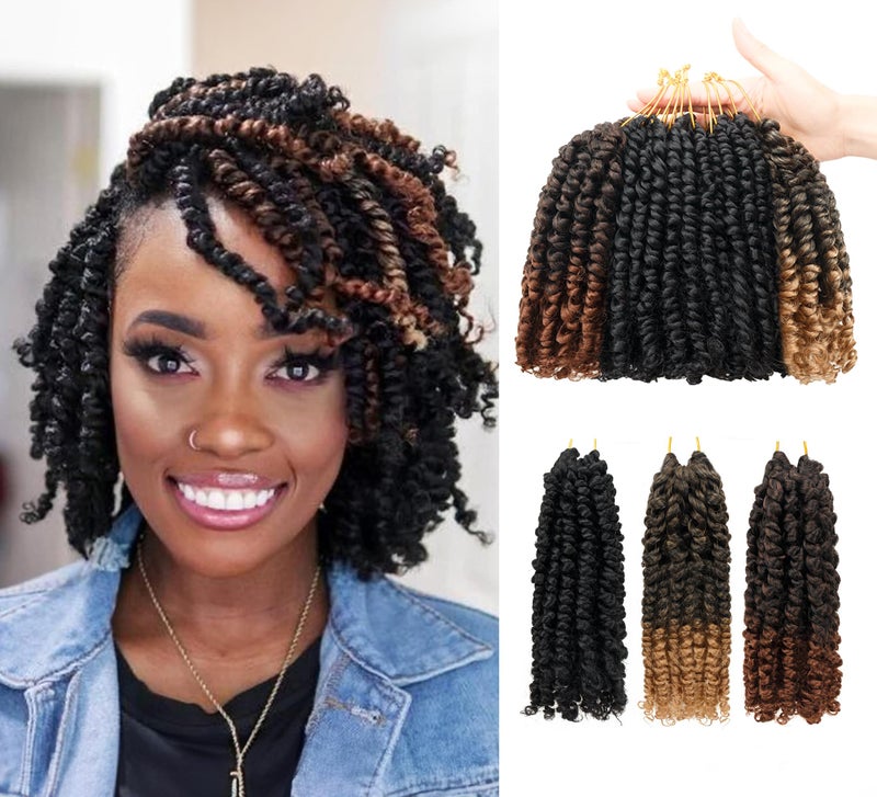 hahoness 6 Inches 9 Packs Passion Twist Crochet Hair-Mixed Color Combo Pack(7 packs 1B+1 pack T1B/27+1 pack T1B/30),Pre-twisted/ Looped Super Soft & Bouncy Synthetic Braided Hair Extensions For Black Women and Kids(1B+T27+T30) - Image 1