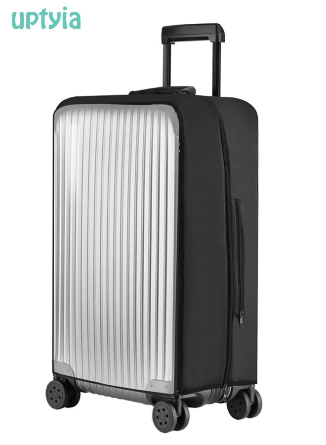 Uptyia No Disassembly Suitcase Covers for Luggage - Clear Luggage Cover Protector, Black PVC Luggage Protector Suitcase Cover (Black, 24) - Image 1