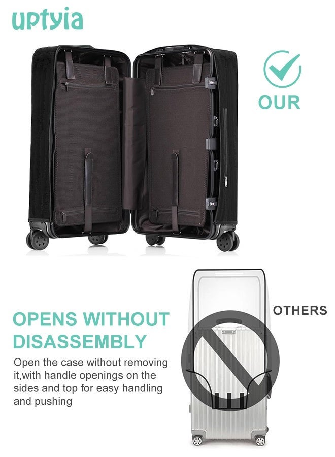 Uptyia No Disassembly Suitcase Covers for Luggage - Clear Luggage Cover Protector, Black PVC Luggage Protector Suitcase Cover (Black, 24) - Image 2