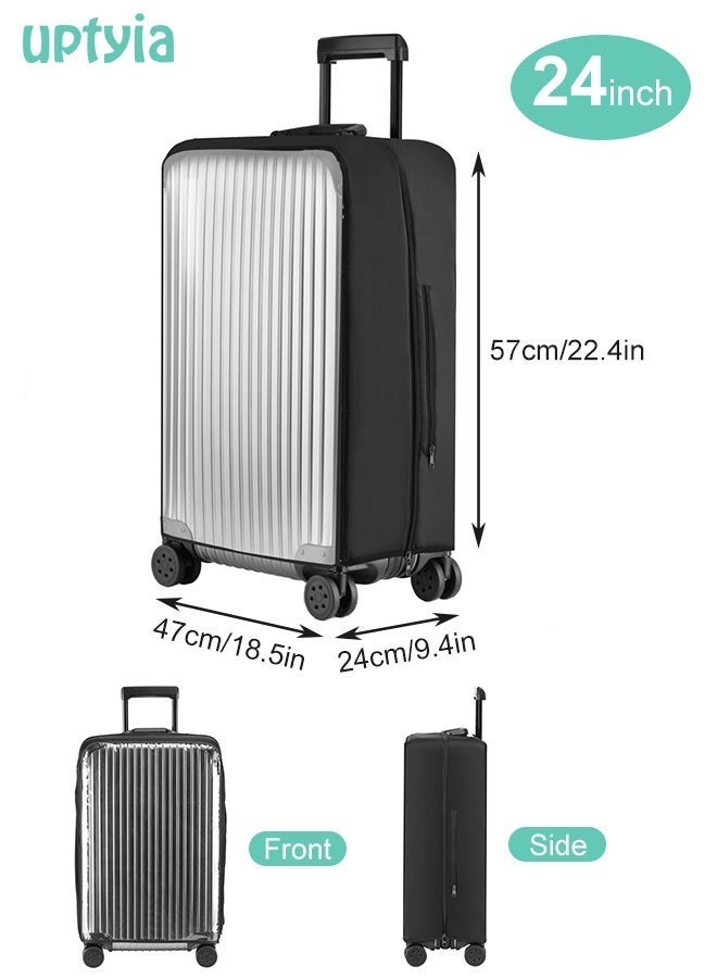 Uptyia No Disassembly Suitcase Covers for Luggage - Clear Luggage Cover Protector, Black PVC Luggage Protector Suitcase Cover (Black, 24) - Image 4