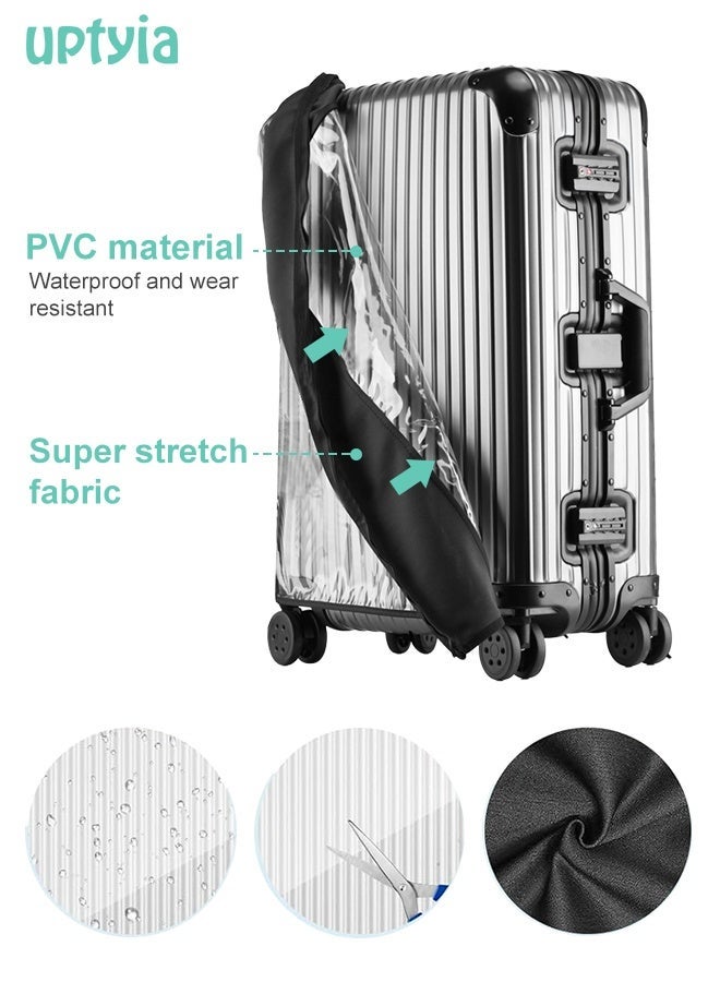 Uptyia No Disassembly Suitcase Covers for Luggage - Clear Luggage Cover Protector, Black PVC Luggage Protector Suitcase Cover (Black, 24) - Image 3