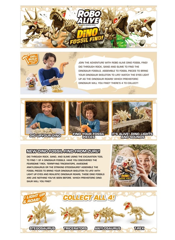 ROBO ALIVE - ZURU ROBO ALIVE "Dino Fossil Find" Surprise!! Egg Collectible Toy For Ages 5+ - Image 1