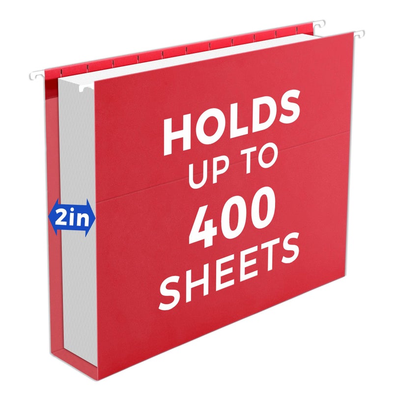 SUNEE Hanging File Folders Extra Capacity Assorted Colors, 25 Pack Letter Size File Folders with 1/5-cut Tabs, Heavy Duty 2 Inch Expansion, Stay Organized for Your Home and Office Bulk File - Image 2