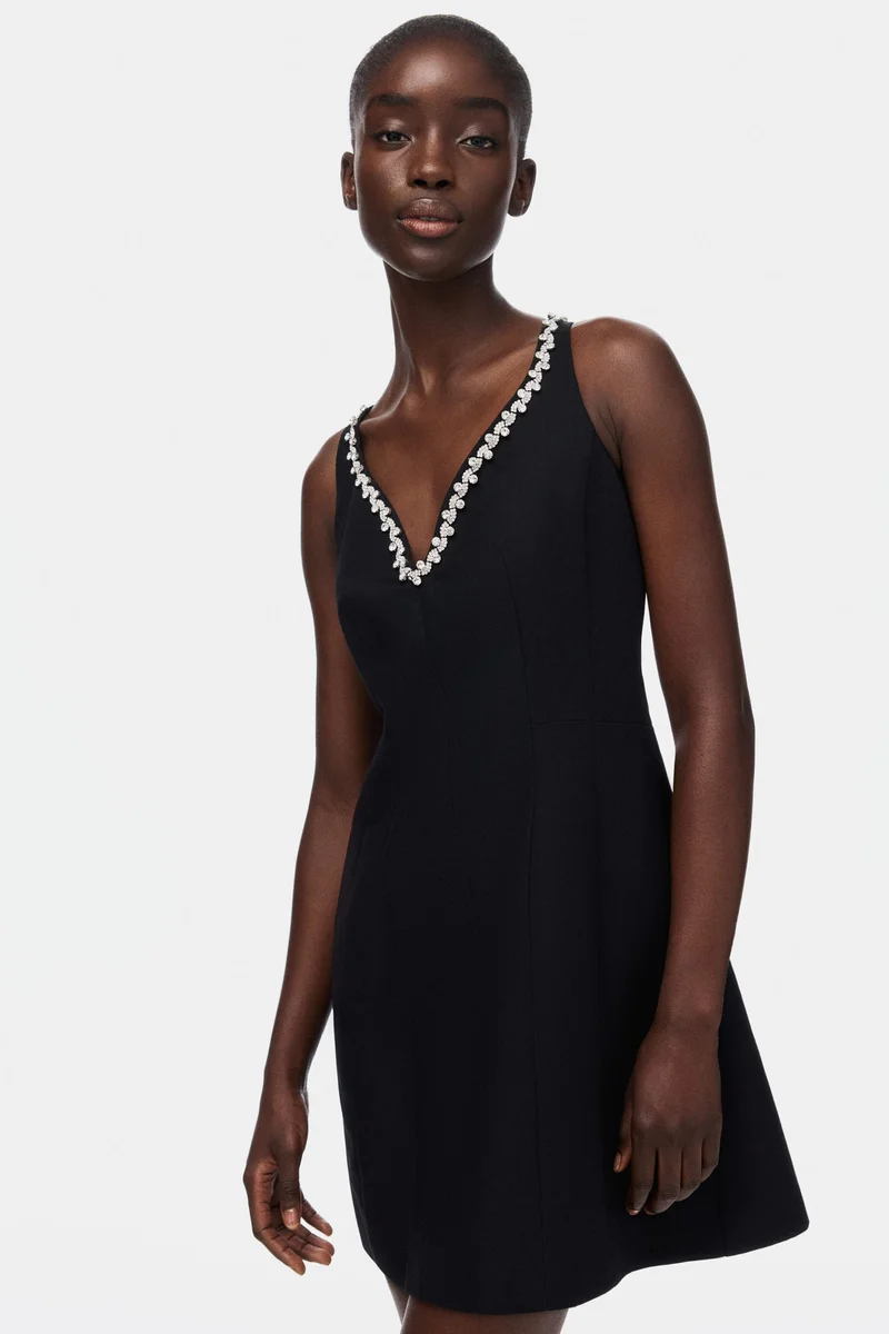 اتش اند ام فستان مزخرف بأحجار الرايون