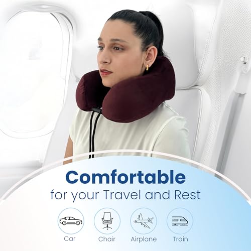 CareFoam Memory Foam Travel Pillow, Comfortable & Supportive Neck Pillow, Pain Relief Sleeping Neck Pillows for Travel, Airplane Pillow for Sleeping Airplane, Car, Office and Home - Image 3