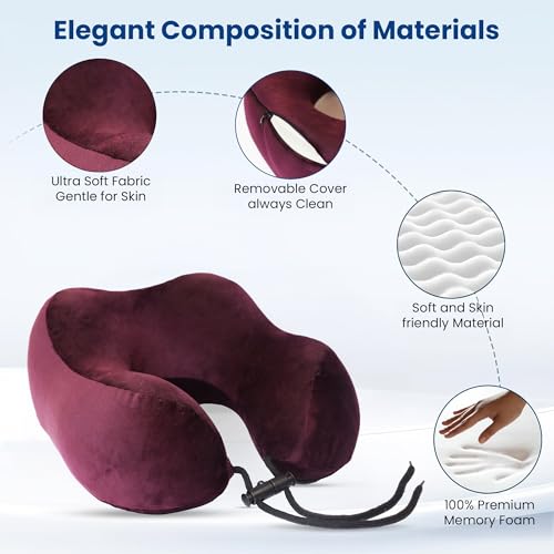 CareFoam Memory Foam Travel Pillow, Comfortable & Supportive Neck Pillow, Pain Relief Sleeping Neck Pillows for Travel, Airplane Pillow for Sleeping Airplane, Car, Office and Home - Image 2