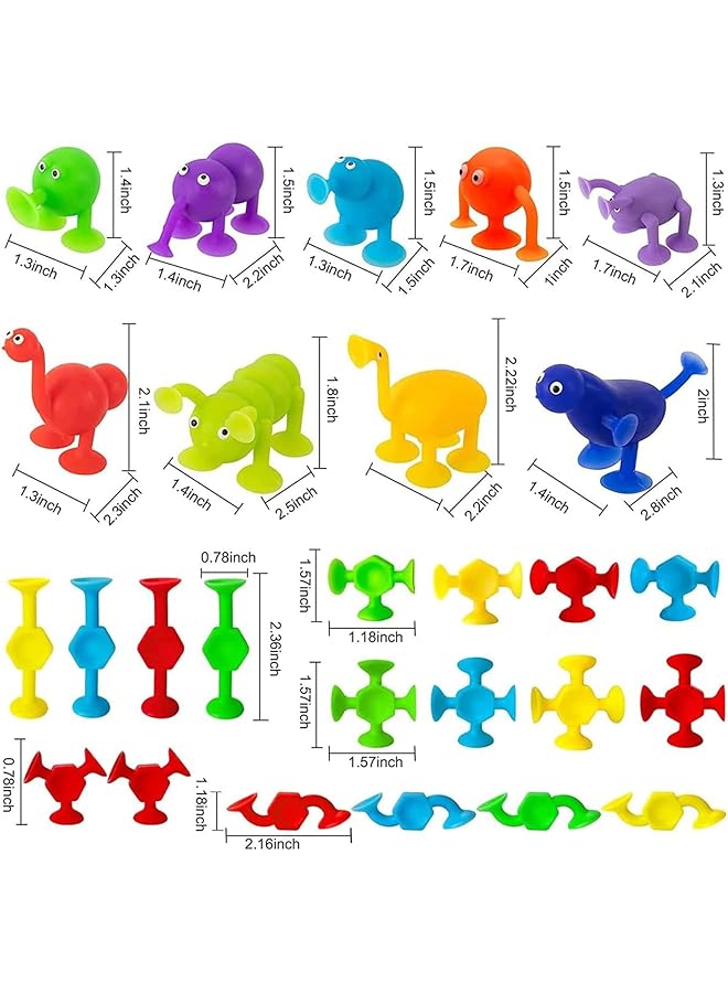 لينجي مجموعة ألعاب حمام شفط مكونة من 27 قطعة من ألعاب المصاصة المصنوعة من السيليكون، لعبة تخزين قشر بيض الديناصور المحمولة للأطفال الصغار والأولاد والبنات - Image 4