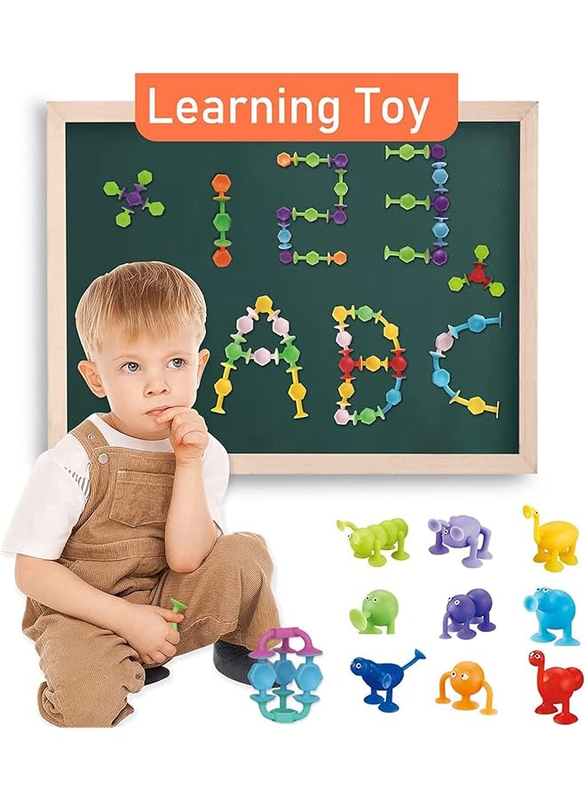 لينجي مجموعة ألعاب حمام شفط مكونة من 27 قطعة من ألعاب المصاصة المصنوعة من السيليكون، لعبة تخزين قشر بيض الديناصور المحمولة للأطفال الصغار والأولاد والبنات - Image 3