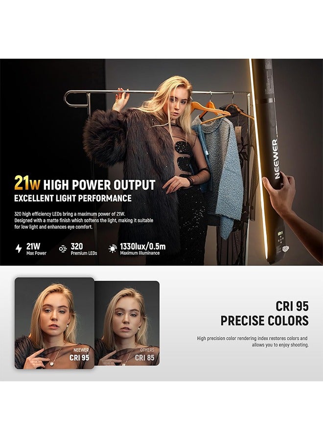 نيوير مصباح NEEWER الأساسي المحمول باليد LED بقدرة 21 واط، 35.5 بوصة/90 سم، إضاءة فيديو قابلة للنفخ من مادة TPU ثنائية اللون، 2700-6500 كلفن، 1300 لوكس، 12 تأثير، CRI95، بطارية 2500 مللي أمبير/ساعة، للتصوير الفوتوغرافي في الاستوديو، تسجيل الفيديو، GC21B - Image 3
