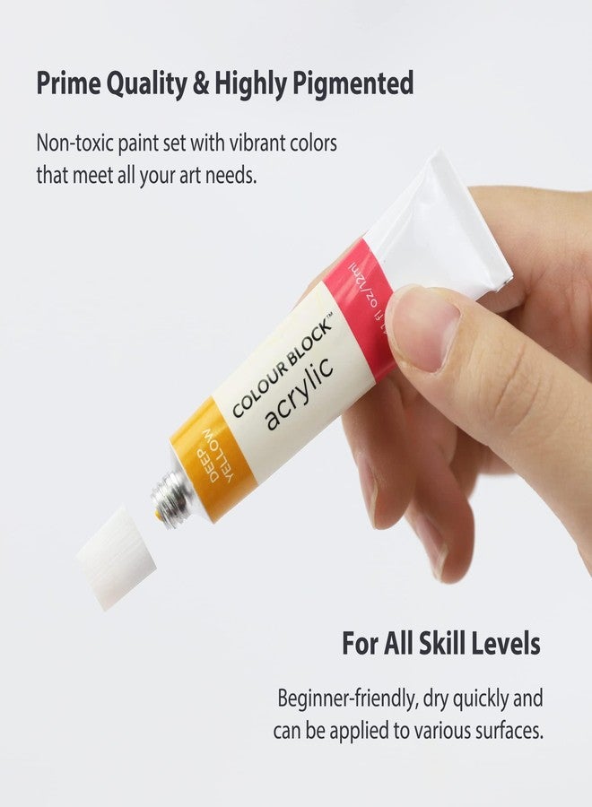 COLOUR BLOCK 32 Acrylic Paint Set with Brushes and 6 Sheet Paper - Perfect School Supply for Creating Beautiful Masterpieces - Image 4